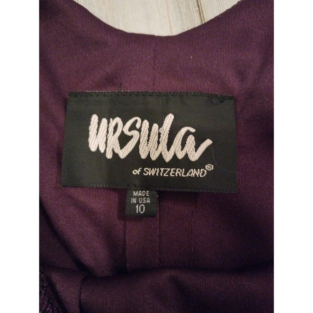 Ursula of Switzerland Sz 10 Sequined Lace Mini Dress Purple Vtg USA Sleeveless - Picture 7 of 9